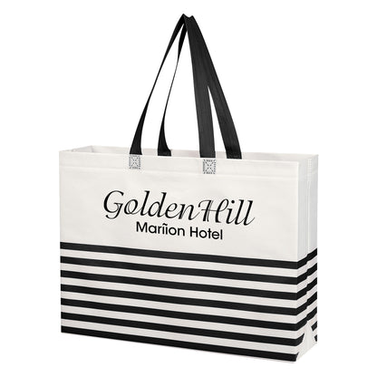 Non-Woven Horizontal Stripe Tote Bag