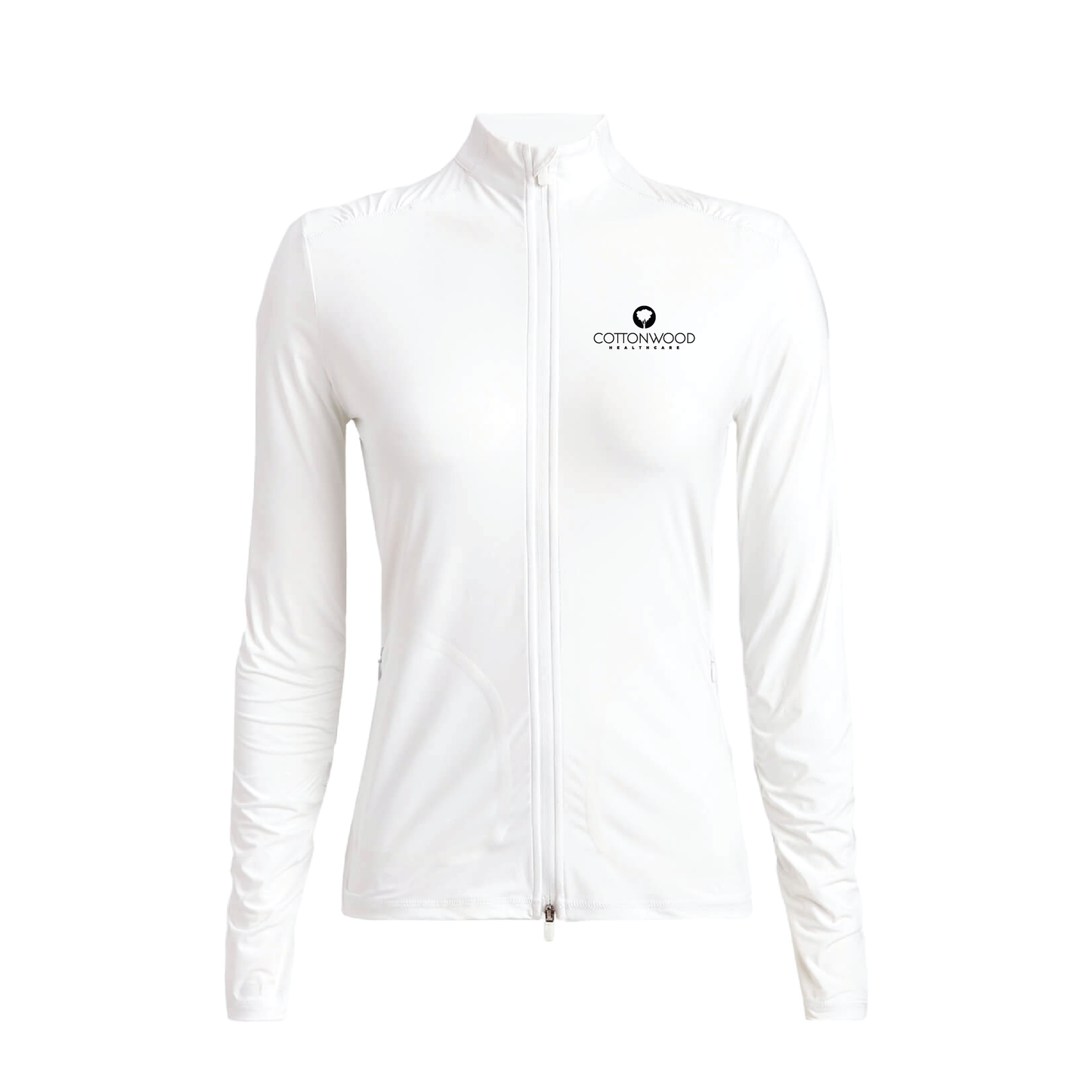 G/FORE Women's Silky Tech Nylon Ruched Full-Zip Layer Cottonwood