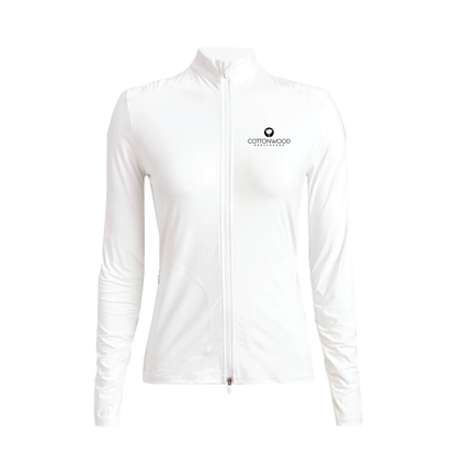 G/FORE Women's Silky Tech Nylon Ruched Full-Zip Layer Cottonwood