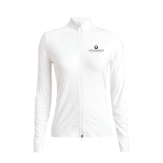 G/FORE Women's Silky Tech Nylon Ruched Full-Zip Layer Cottonwood