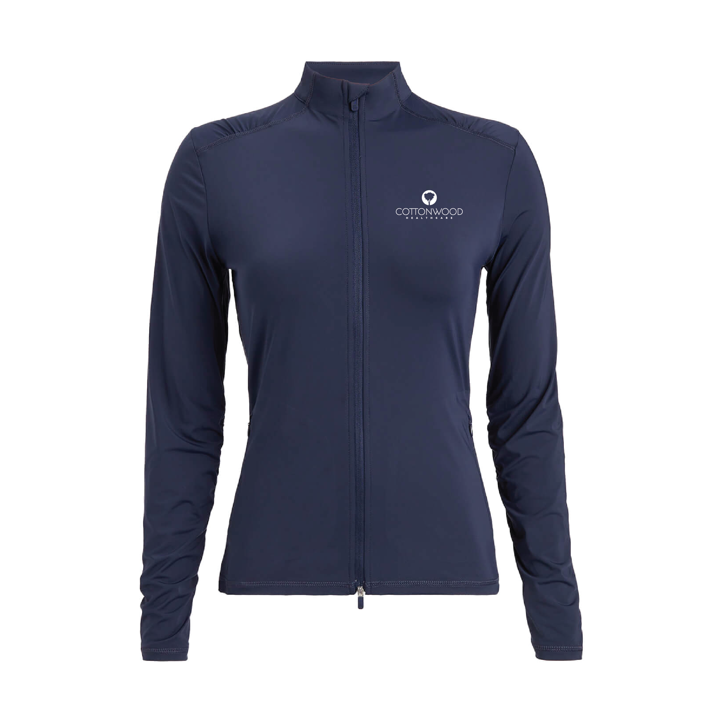 G/FORE Women's Silky Tech Nylon Ruched Full-Zip Layer Cottonwood