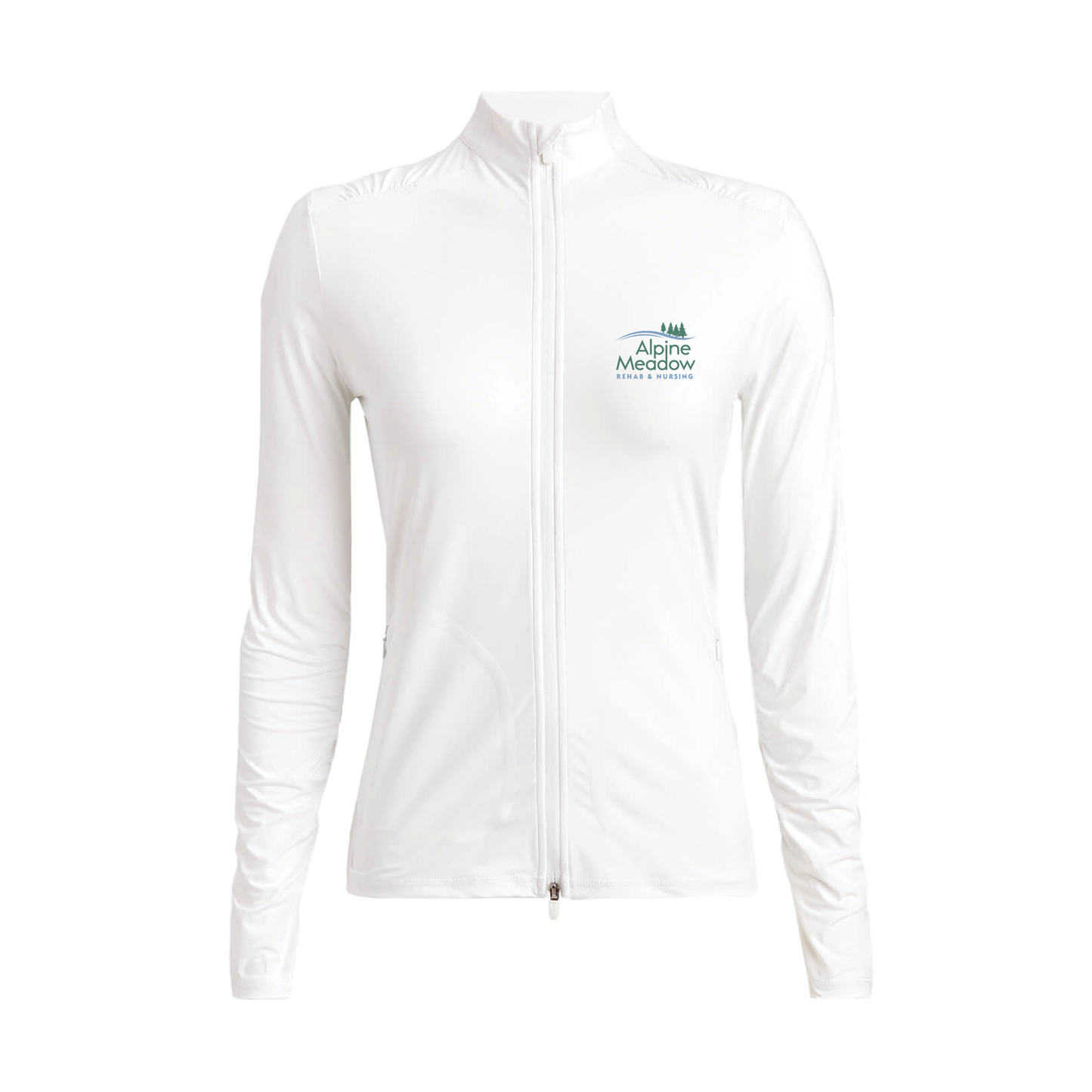 G/FORE Women's Silky Tech Nylon Ruched Full-Zip Layer Alpine Meadow