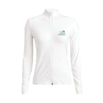 G/FORE Women's Silky Tech Nylon Ruched Full-Zip Layer Alpine Meadow