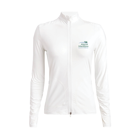 G/FORE Women's Silky Tech Nylon Ruched Full-Zip Layer Alpine Meadow
