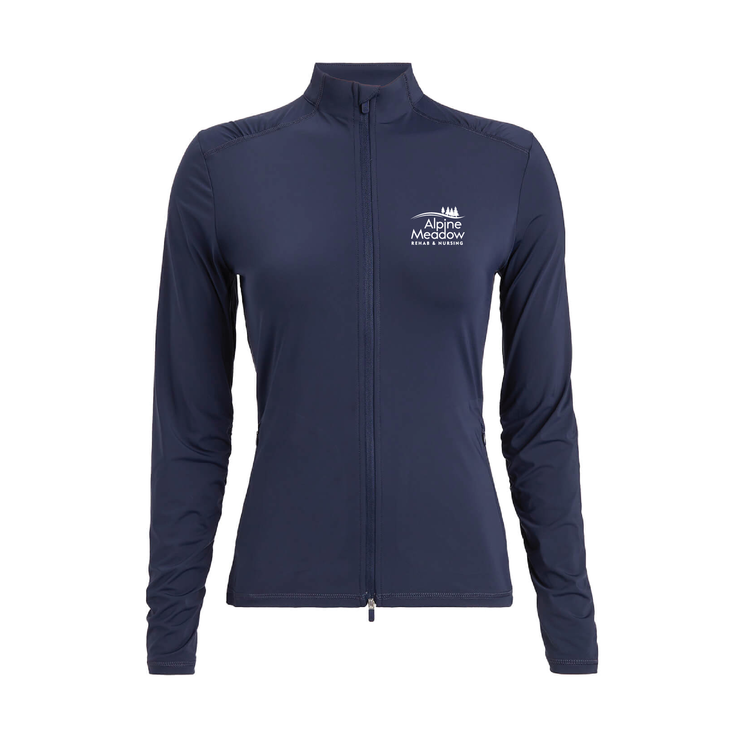 G/FORE Women's Silky Tech Nylon Ruched Full-Zip Layer Alpine Meadow