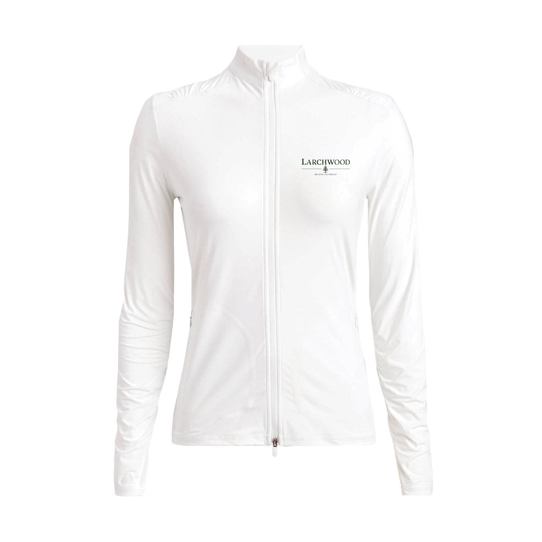 G/FORE Women's Silky Tech Nylon Ruched Full-Zip Layer Larchwood