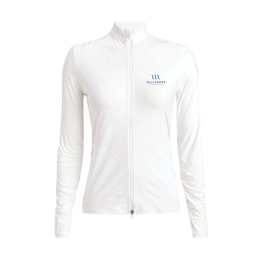G/FORE Women's Silky Tech Nylon Ruched Full-Zip Layer Millcreek