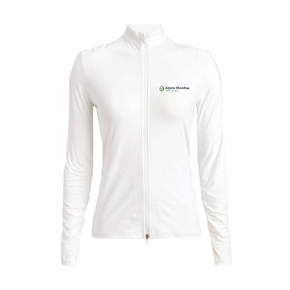 G/FORE Women's Silky Tech Nylon Ruched Full-Zip Layer Alpine Meadow