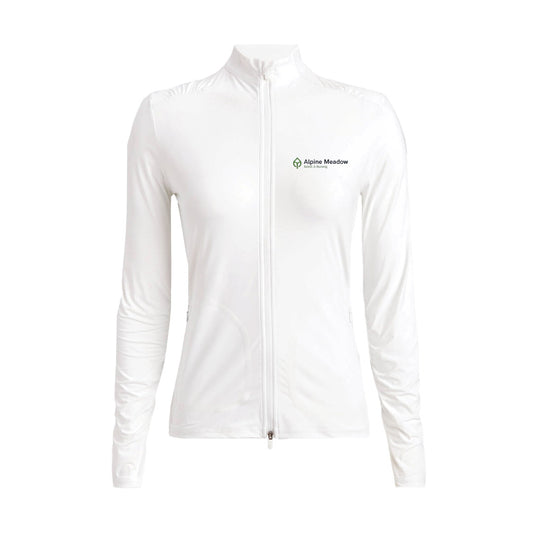 G/FORE Women's Silky Tech Nylon Ruched Full-Zip Layer Alpine Meadow