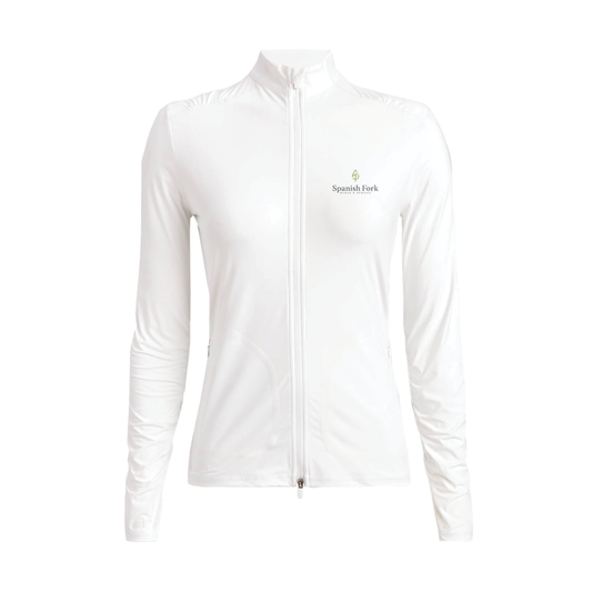 G/FORE Women's Silky Tech Nylon Ruched Full-Zip Layer Spanish Fork