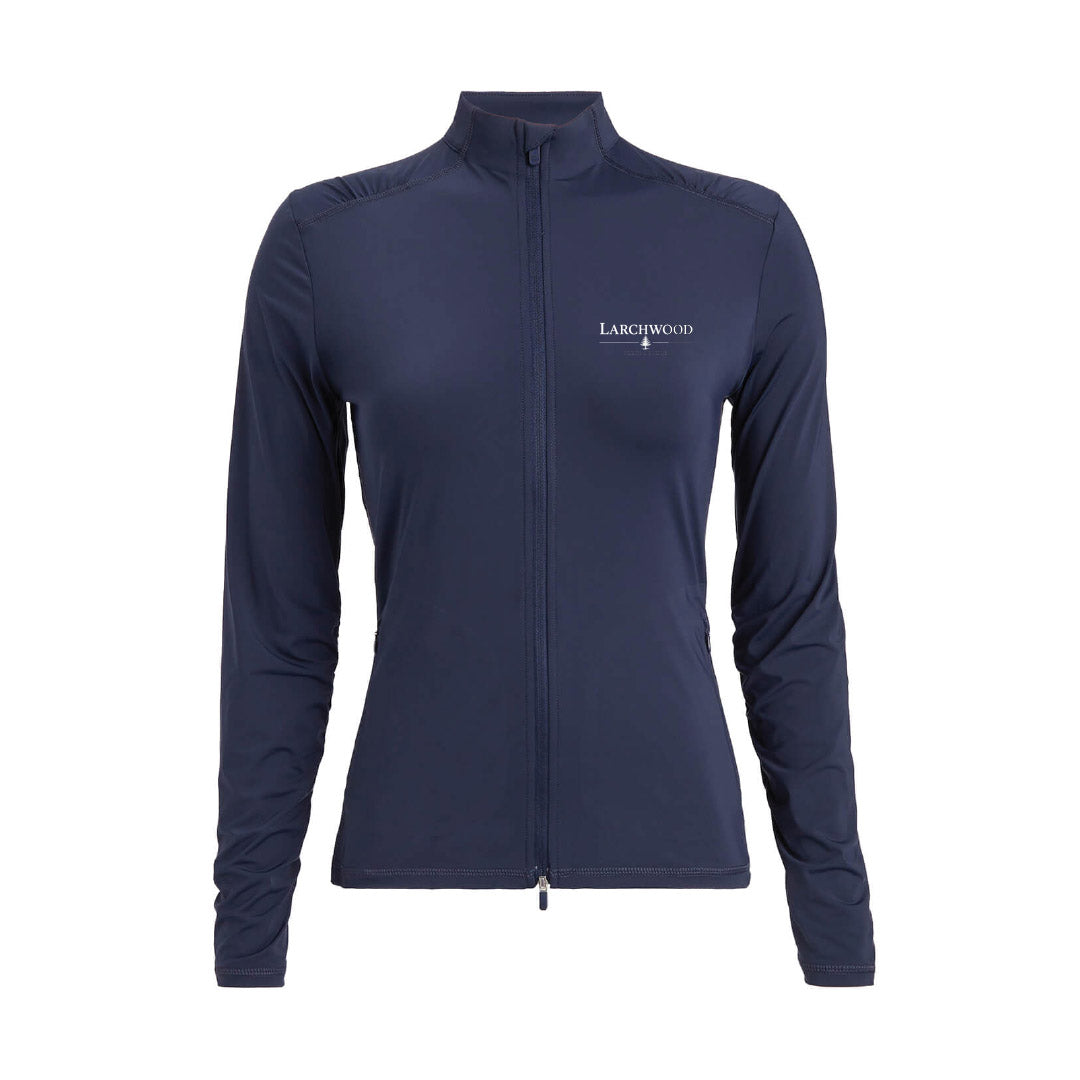G/FORE Women's Silky Tech Nylon Ruched Full-Zip Layer Larchwood