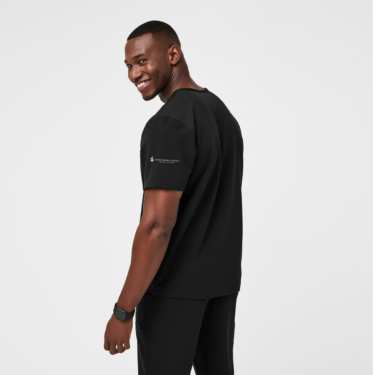 Leon Three-Pocket Scrub Top Northern Pines